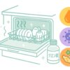 ビルトイン食洗機の臭いの原因とクエン酸での対策を示したイラスト