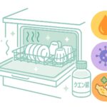 ビルトイン食洗機の臭いの原因とクエン酸での対策を示したイラスト