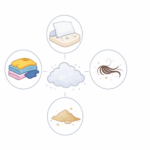 ホコリはどこから発生するのか 衣類や布団 髪の毛 砂が原因のイラスト