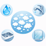 水垢はどこから発生するのか 水滴や蛇口 シンク 鏡が原因のイラスト