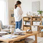 片付けが苦手で部屋が散らかりやすい原因をイメージしたナチュラルなリビング